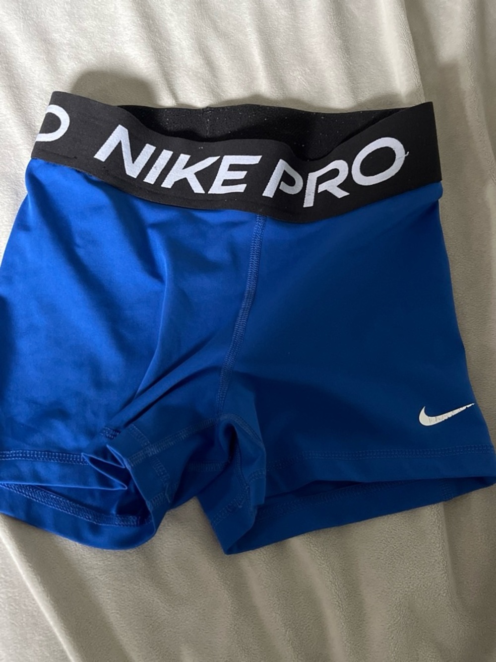 Nike Pro Women's Royal Blue Compression Shorts with Black Waistband
